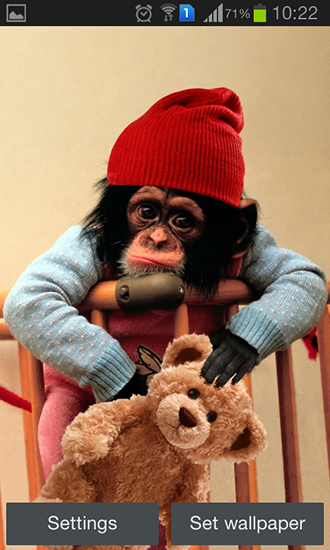 Captura de tela do Bebê de macaco em telefone celular ou tablet.
