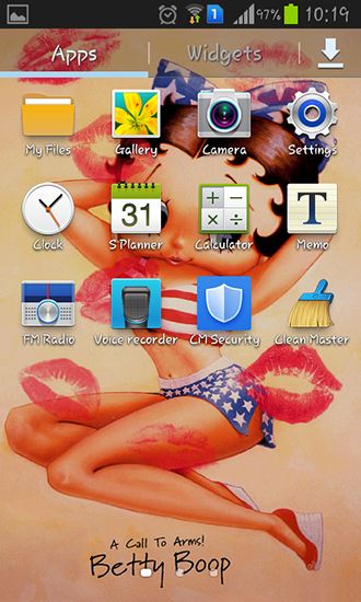 Captura de tela do Betty Boop em telefone celular ou tablet.