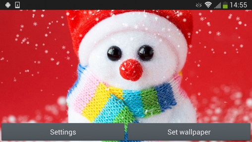 Captura de tela do Boneco de neve de Natal em telefone celular ou tablet.