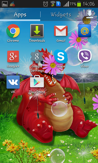 Captura de tela do Dragão bonito em telefone celular ou tablet.