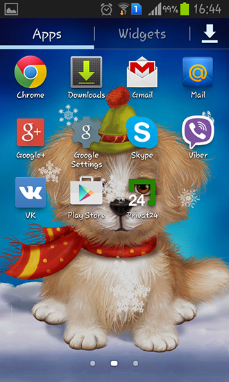 Captura de tela do Cachorrinho bonito em telefone celular ou tablet.