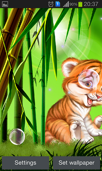Captura de tela do Folhote de tigre bonito em telefone celular ou tablet.