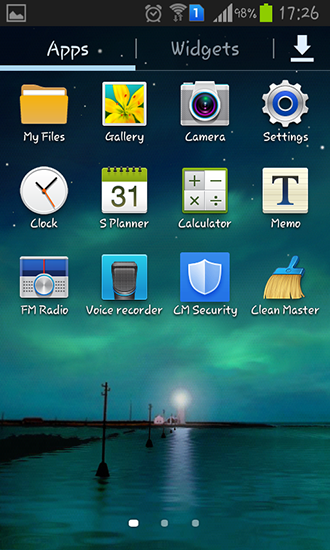 Captura de tela do Aurora dinâmica em telefone celular ou tablet.