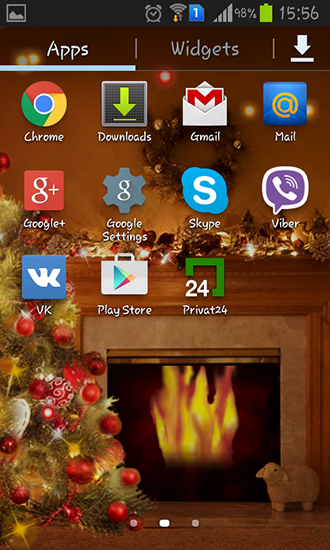 Captura de tela do Lareira de Ano Novo 2015 em telefone celular ou tablet.