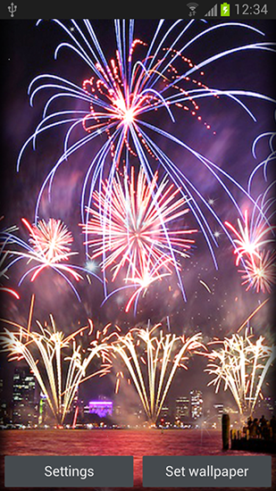 Captura de tela do Fogos de artifício em telefone celular ou tablet.