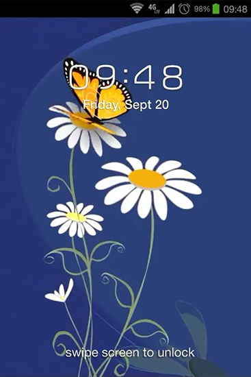 Captura de tela do Flores e borboletas em telefone celular ou tablet.
