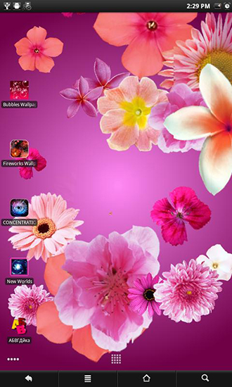 Captura de tela do Papel de parede vivo de Flores em telefone celular ou tablet.