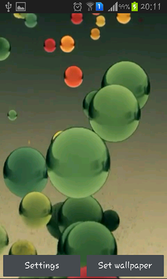 Captura de tela do Bolas coloridas voadoras em telefone celular ou tablet.