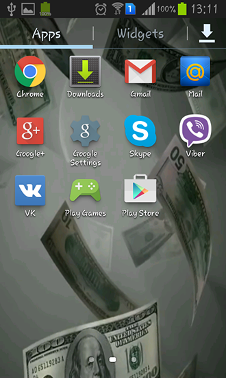 Captura de tela do Dólares voando 3D em telefone celular ou tablet.