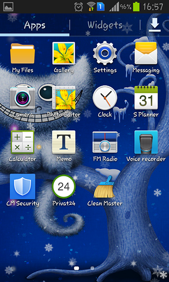 Captura de tela do Gatinho engraçado do Natal e seu sorriso em telefone celular ou tablet.