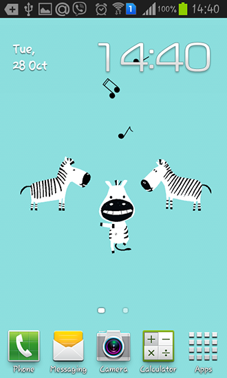 Captura de tela do Zebra engraçado em telefone celular ou tablet.