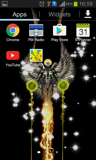 Captura de tela do Anjo brilhante em telefone celular ou tablet.