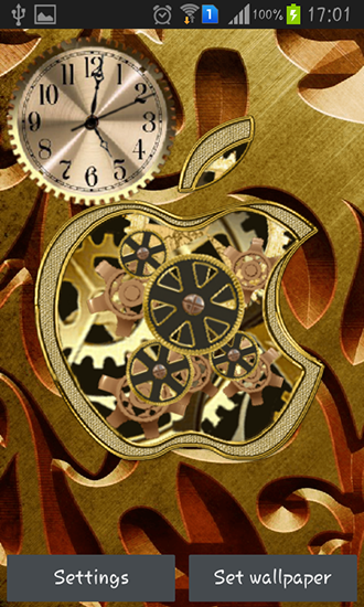 Captura de tela do Relógio de maçã dourada em telefone celular ou tablet.