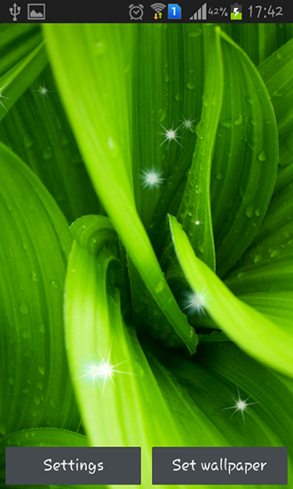 Captura de tela do Folhas verdes em telefone celular ou tablet.