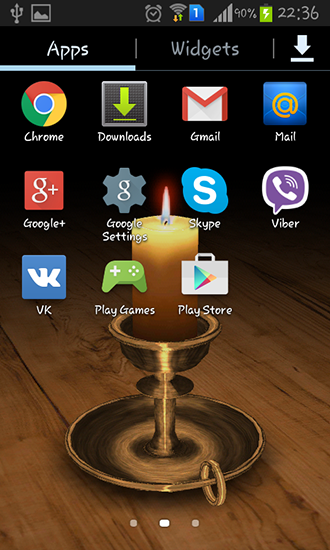 Captura de tela do Vela derretendo 3D em telefone celular ou tablet.