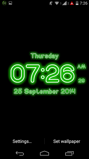 Captura de tela do Relógio digital de Neon em telefone celular ou tablet.