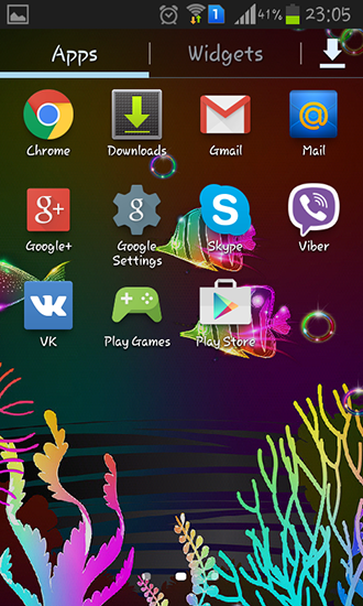 Captura de tela do Peixes de neon em telefone celular ou tablet.