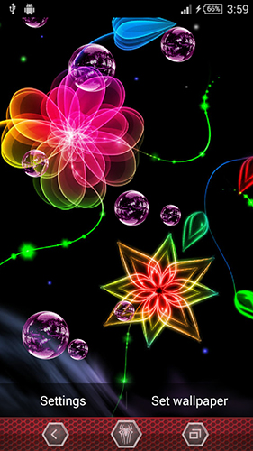 Captura de tela do Flores de neon em telefone celular ou tablet.