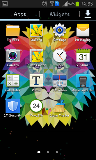 Captura de tela do Leão de neon em telefone celular ou tablet.