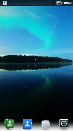 Captura de tela do Aurora boreal em telefone celular ou tablet.