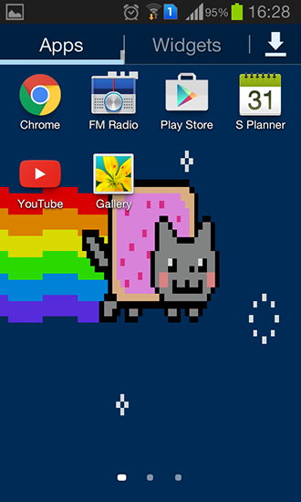 Captura de tela do Nyan Gato em telefone celular ou tablet.