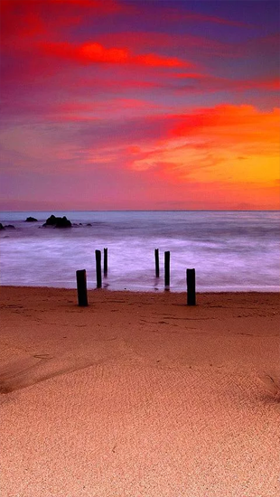 Captura de tela do Oceano e Pôr do sol em telefone celular ou tablet.