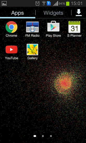 Captura de tela do Fluxo de partículas em telefone celular ou tablet.