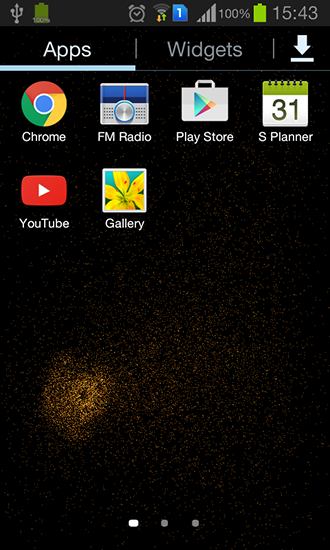 Captura de tela do Partículas radiantes em telefone celular ou tablet.