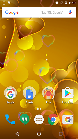 Captura de tela do Amor vermelho e dourado em telefone celular ou tablet.