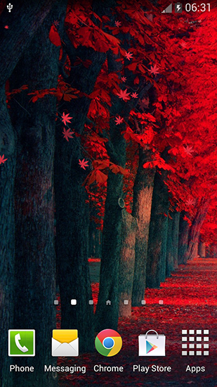 Captura de tela do Folhas vermelhas em telefone celular ou tablet.