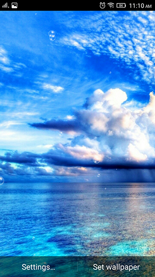 Captura de tela do Céu e mar em telefone celular ou tablet.