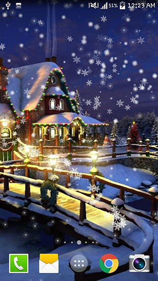 Captura de tela do Neve: Cidade noturno em telefone celular ou tablet.