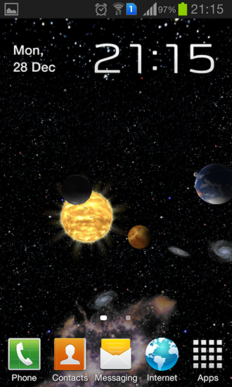 Captura de tela do Sistema solar 3D em telefone celular ou tablet.