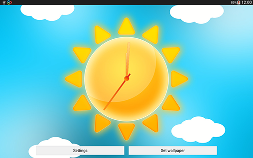 Captura de tela do Relógio com tempo ensolarado em telefone celular ou tablet.