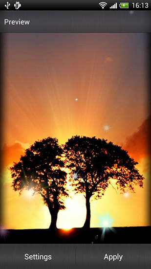 Captura de tela do Pôr do sol em telefone celular ou tablet.