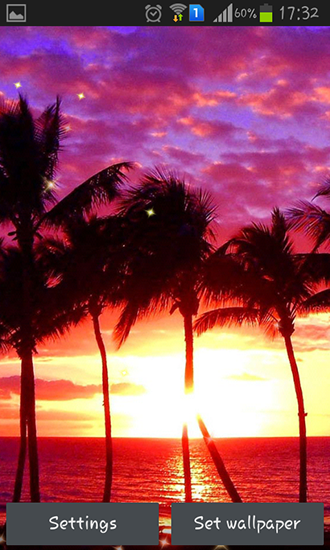 Captura de tela do Pôr do sol HD em telefone celular ou tablet.