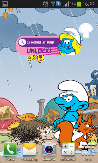 Captura de tela do Os Smurfs em telefone celular ou tablet.