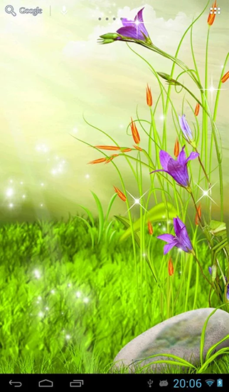 Captura de tela do As flores brilhantes em telefone celular ou tablet.