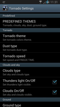 Captura de tela do Tornado 3D em telefone celular ou tablet.
