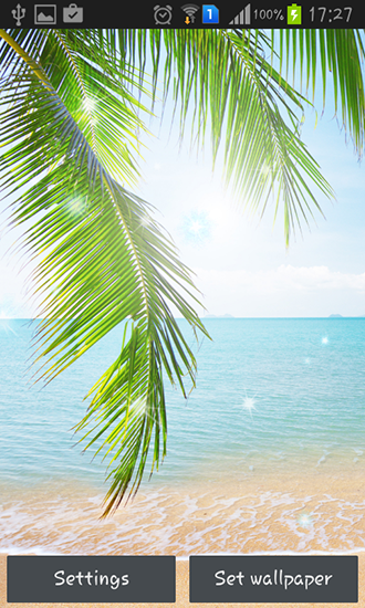 Captura de tela do Praia tropical em telefone celular ou tablet.