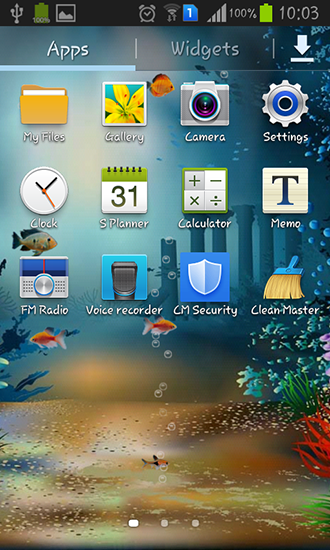 Captura de tela do Mundo subaquático em telefone celular ou tablet.