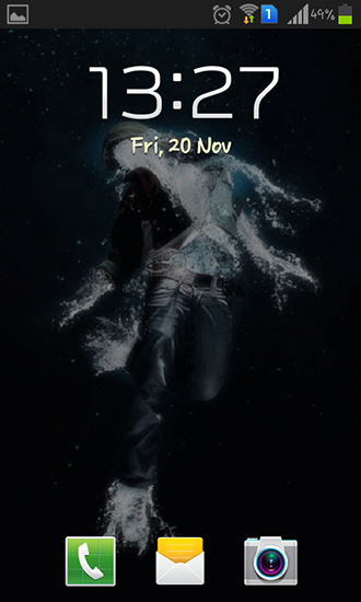 Captura de tela do Homem da água em telefone celular ou tablet.