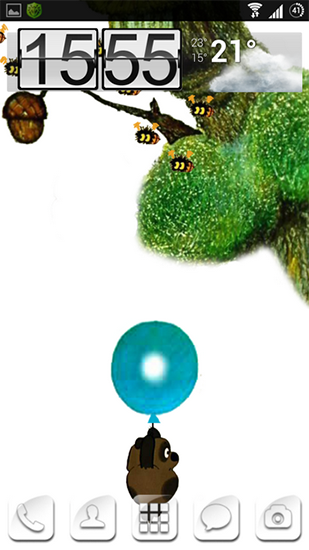 Captura de tela do Ursinho Pooh e abelhas em telefone celular ou tablet.