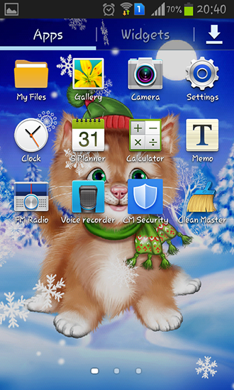 Captura de tela do Gato de inverno em telefone celular ou tablet.