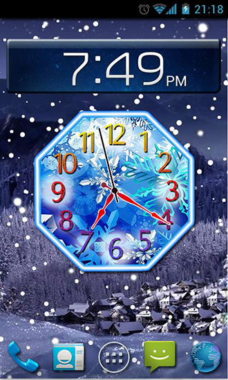 Captura de tela do Relógio de Neve de Inverno em telefone celular ou tablet.