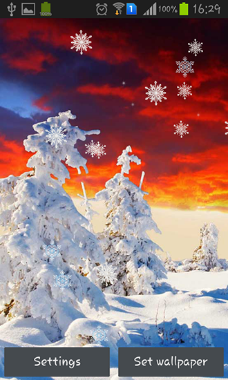 Captura de tela do Pôr do sol do Inverno em telefone celular ou tablet.