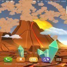 Além do papel de parede animado para Android Galáxia nebulosa, baixar do arquivo apk gratuito da imagem de fundo Vulcão de desenhos 3D.