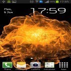 Além do papel de parede animado para Android Relógio, calendário, bateria , baixar do arquivo apk gratuito da imagem de fundo Explosão de chamas.