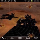 Além do papel de parede animado para Android Tornado 3D HD, baixar do arquivo apk gratuito da imagem de fundo Dia das Bruxas: Aranhas.
