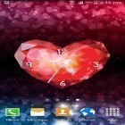 Além do papel de parede animado para Android Nexus triângulos, baixar do arquivo apk gratuito da imagem de fundo Relógio de corações.